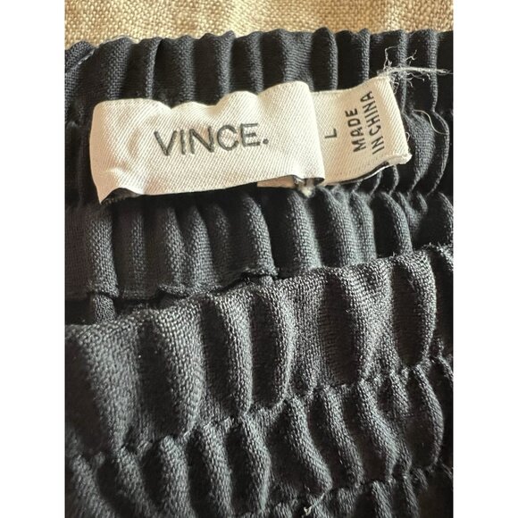 Vintage Vince navy silk pull-on pants flowy wide leg sz L officecore minimalist - Picture 4 of 10